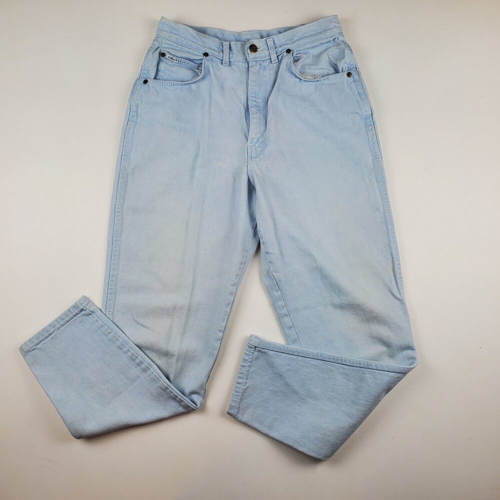 Chic Vintage Mom Jean High Rise Denim Pant Light Wash Straight Leg 14 Average